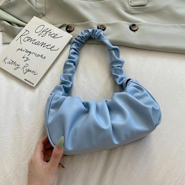 

evening bags women cloud soft pu leather hobos bag female pleated small shoulder ladies solid color underarm bolsa feminina