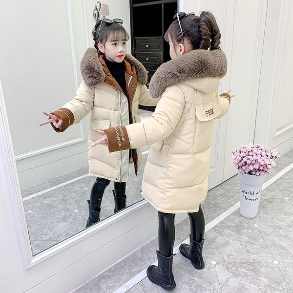 

children's girls' cotton padded clothes winter new children's thickened medium and long little warm, Blue;gray