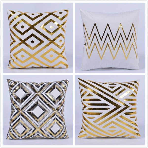 

creative stylish gold blocking cotton square 18inch 45*45cm mall gift decorative back lumbar cushion cover throw pillow case cushion/decorat