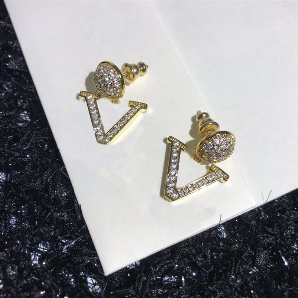 Orecchini con ciondoli a lettera di diamanti lucidi Orecchini con ciondoli con strass da donna Designer Alphabet Eardrop con scatola