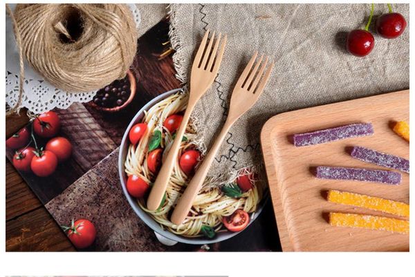 

1pc khaki wooden convenient spoon fork bamboo kitchen cooking utensil tools soup-teaspoon tableware dining tool #5 forks