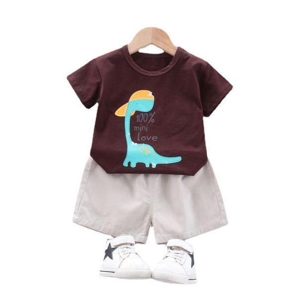 

summer children casual clothing tracksuit baby boys girls cartoon t-shirts shorts 2pcs/set toddler cotton kids clothes suits sets, White