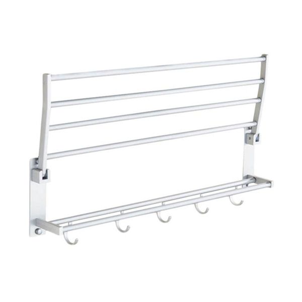 

towel racks space aluminum double rack with 5 hooks foldable