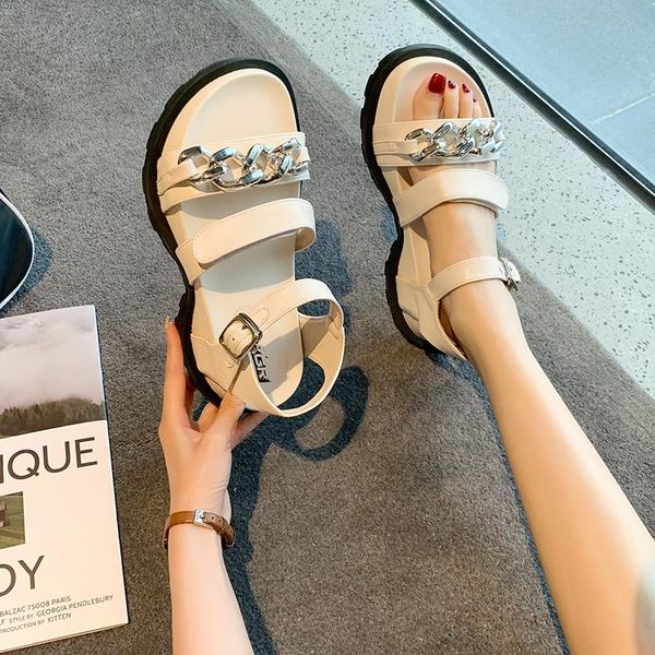 

sandals women loop platform wedge beach outdoor casual solid color shoes summer 2021, Black