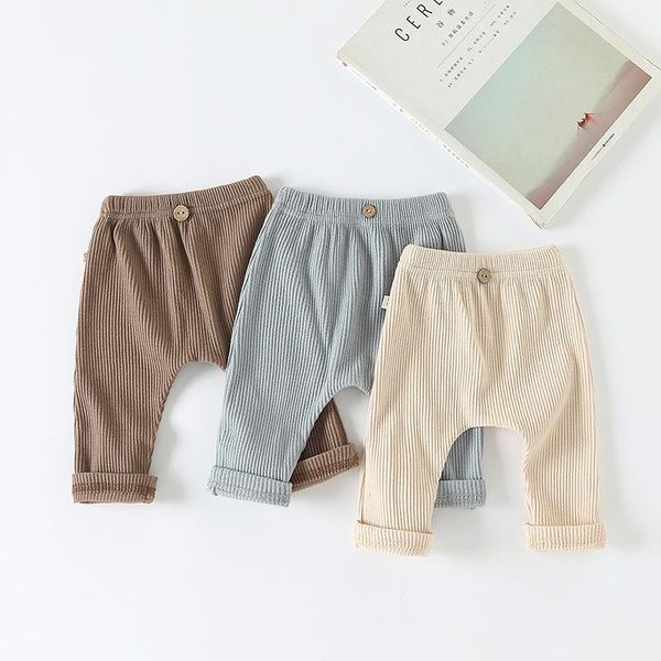 

trousers pants for kids casual harems bottoming pant ribbed elastic solid color girls clothing knit baby boys leggings, Blue