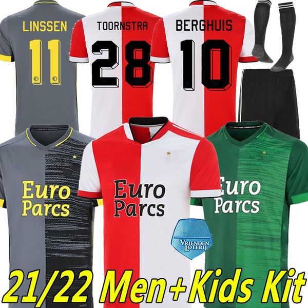 

21/22 rotterda berghuis soccer jerseys 2021 2022 v.persie jorgensen bozenik toornstra feijenoord football jersey men kids kits socks, Black