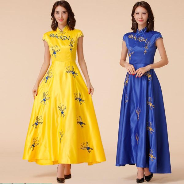 

size ~3xl women chinese traditional fashion embroidery print qipao ladies female plus large long party dress gown vestidos ethnic clothing, Red