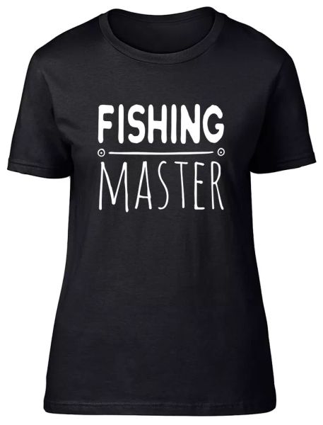 

fishing master fitted womens ladies t shirt, White;black