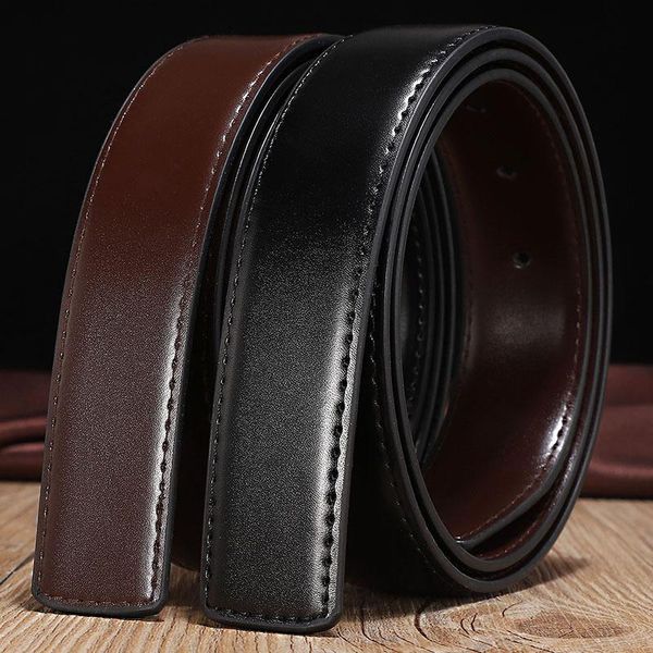 

belts no buckle genuine leather belt men 3.3cm width with holes suitable for pin black coffee g699, Black;brown