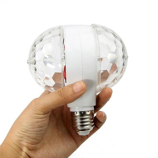 

effects magic auto-circle double head rgb crystal flash light led e27 220v 6w bulb indoor home party ktv stage lighting