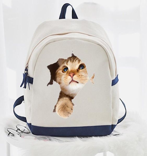 

backpack fashion peaking out cat cute funny women girl lady canvas leisure bag girls boys universe school bags shoulder