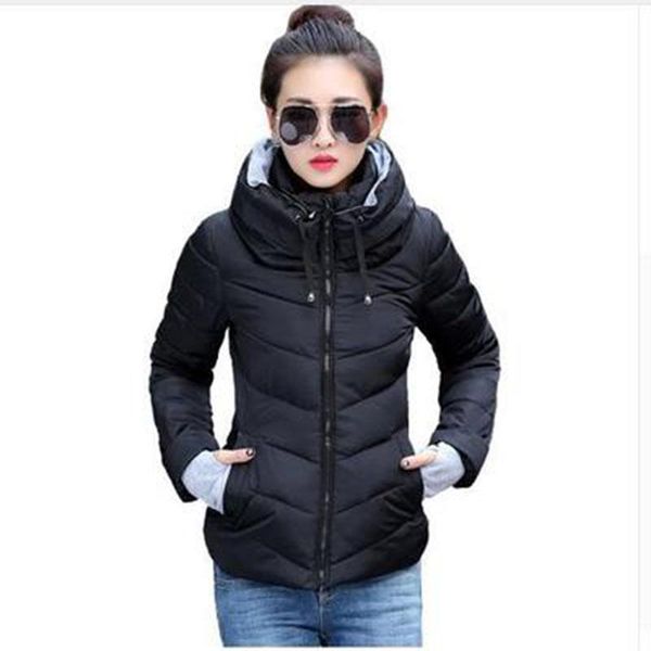 

women's trench coats oversized winter stand collar short jacket thicken korean style womens warm parkas mujer solid color slim outwears, Tan;black