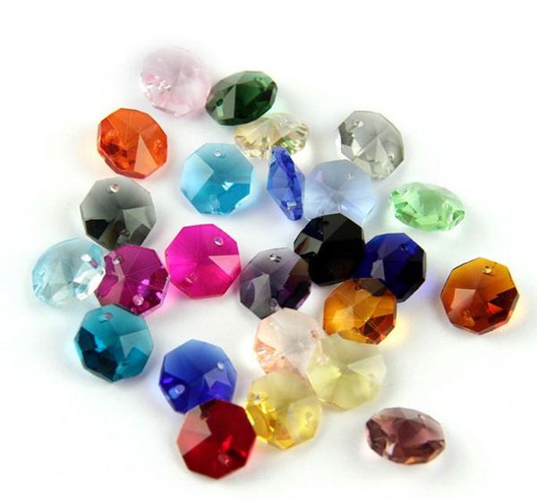 2021 Novo 14mm 2 orifício Clear K9 Crystal Glass Octagon Beads