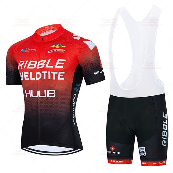

racing sets 2021 team huub cycling jersey mtb uniform bicycle clothing bike wear clothes men red short 20d gel bib maillot culotte suit, Black;blue