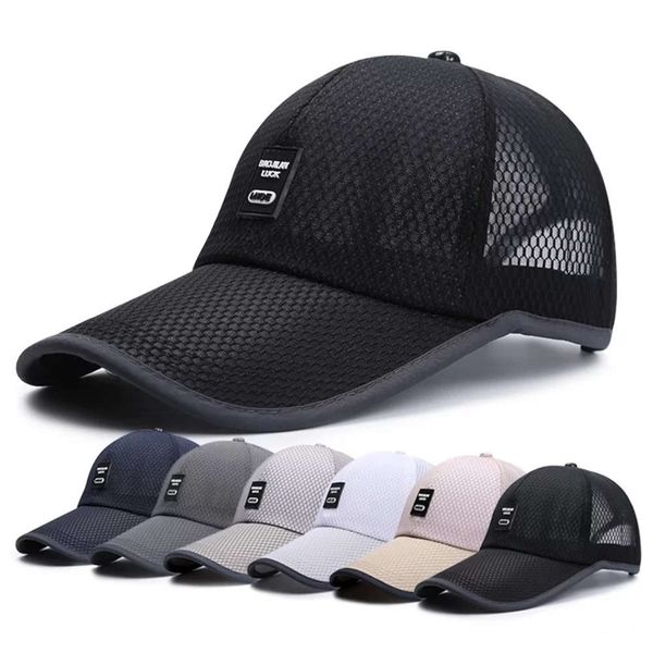 

cap summer men's extended brim baseball cap outdoor fishing sunscreen hat mesh breathable sunshade, Blue;gray