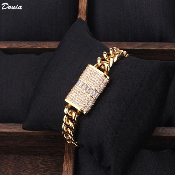 

donia jewelry european and american hip hop chain with zircon 10 mm bracelet wedding jewelry men's banquet set decoration gift, Black