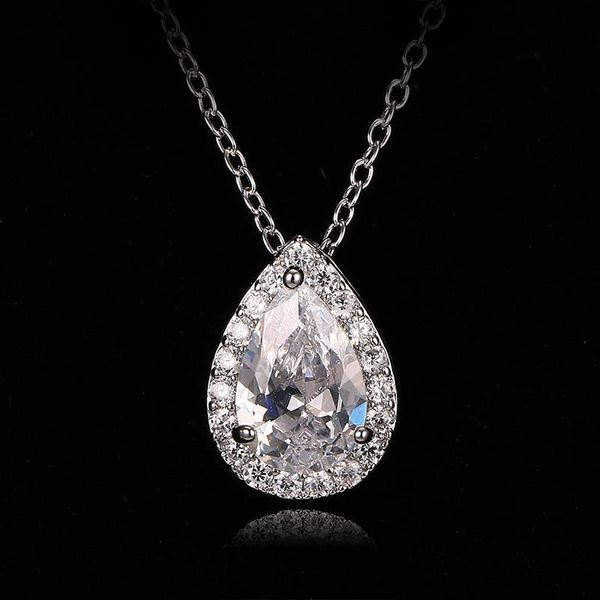 

chains amc fashion jewelry luxury long female drop cubic zirconia pendant necklace women's wedding party gift, Silver