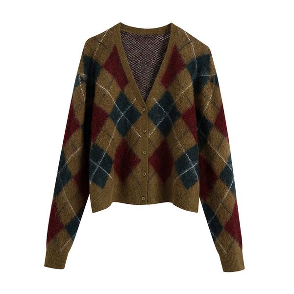 

blsqr fashion geometric pattern cardigan sweater women long sleeve single breasted female outerwear chic street jacket 210430, White