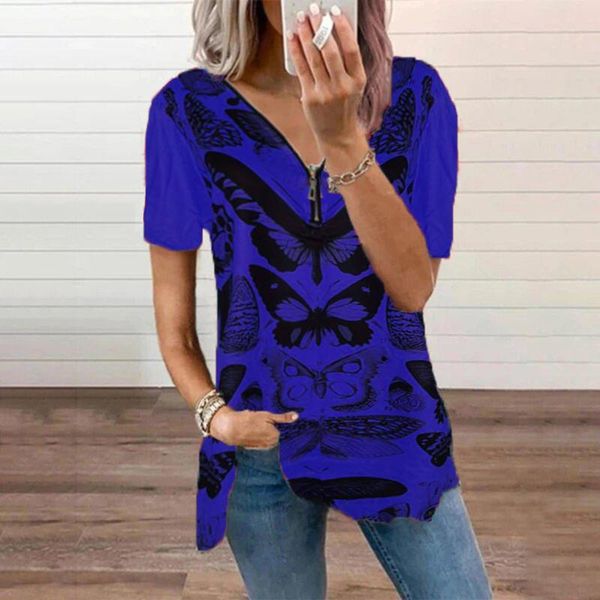 

women's t-shirt summer rose printing short sleeve t shirts women casual loose fashion street female v-neck tee trend shirt, White