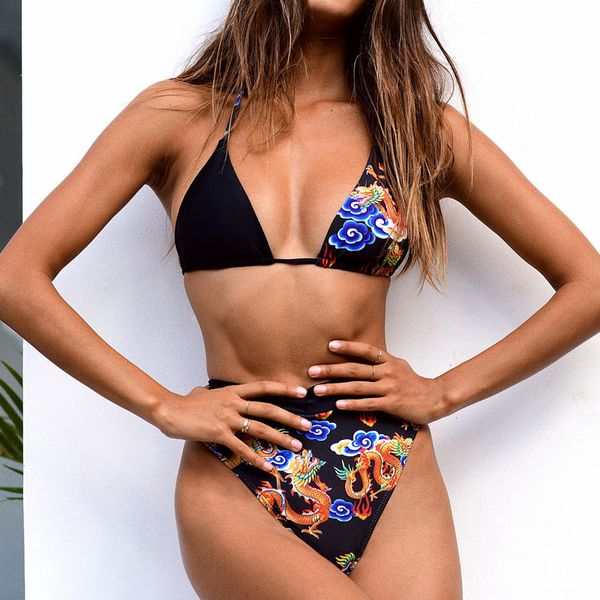 

2021 women swimsuit female high waist bikinis print thong brazilian bikini set swimwear biquini bathing suit womenby air