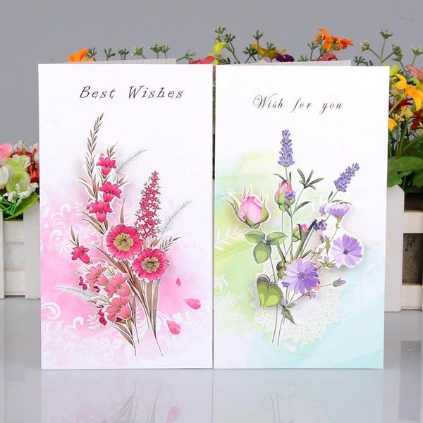 

greeting cards 8pcs/set card with envelopes gold glitter 3d up wishes blank thank you gift flower valentine's day