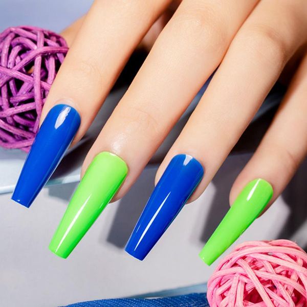 

false nails 10pcs/set european glossy fake fully stickers trapezoid frosted jelly, Red;gold