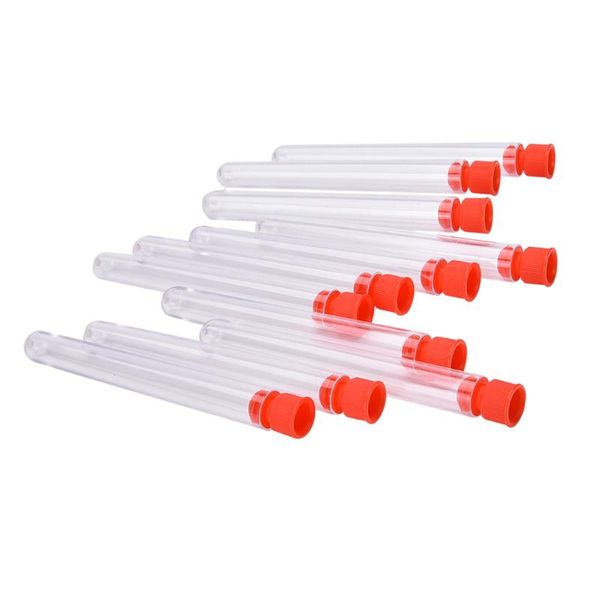 

lab supplies 10 pcs clear transparent plastic test tubes with caps sers school accessories 12x100mm high quality