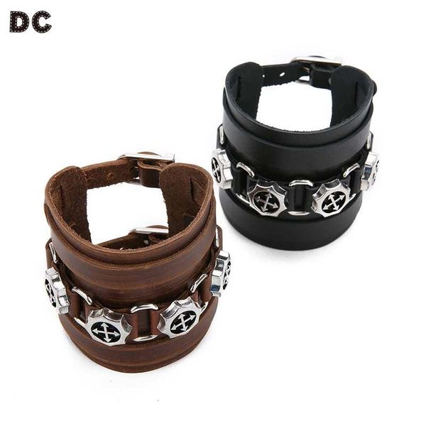 

charm bracelets dc leather punk men charming fashion jewelry for unique wide wrist trinkets party gift bangles, Golden;silver