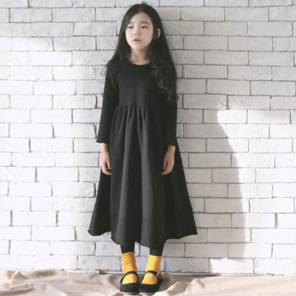 

girl's dresses 2021 warm winter spring autumn teenage girl princess dress solid black toddler clothes kids party long sleeve for girls, Red;yellow