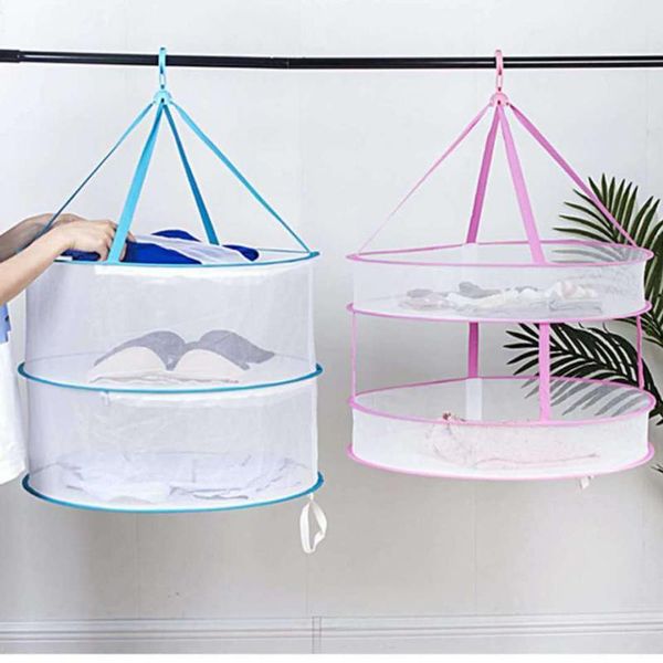 

multi-layer drying nets folding windproof clothes basket clothes net household socks sweater special drying rack hanger organiz