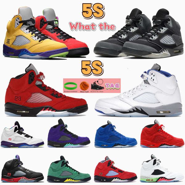 

2021 men 5 5s basketball shoes what the anthracite white stealth raging red alternate grape bel cactus mens sneakers trainers, Black