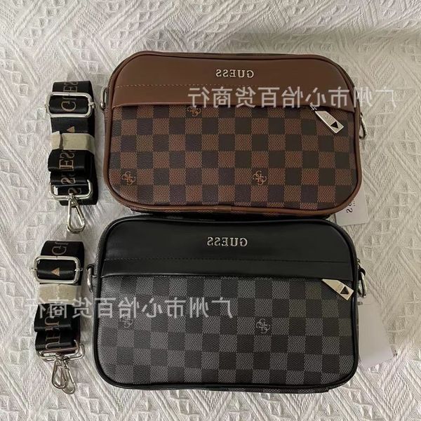 

g s new plaid zipper square bag simple messenger single shoulder men's