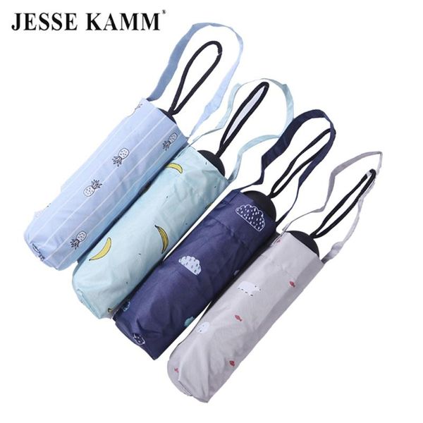 

umbrellas jesse kamm portable five-folding umbrella mini handbag pocket anti-uv 6 spoken black coating female sunny durable parasol