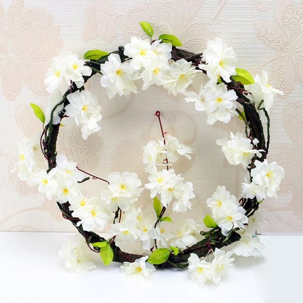 

artificial flowers cherry blossoms rattan sakura wedding arch decor vine party silk ivy wall hanging garland wreath string 200cm decorative