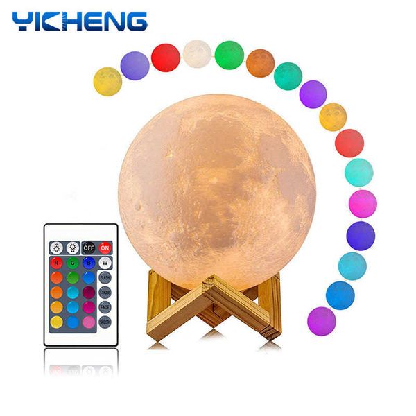 

led nightlight 3d print moon lamp dimmable usb charging desk lamp touch remote control moon light kids creative gift for bedroom y0910