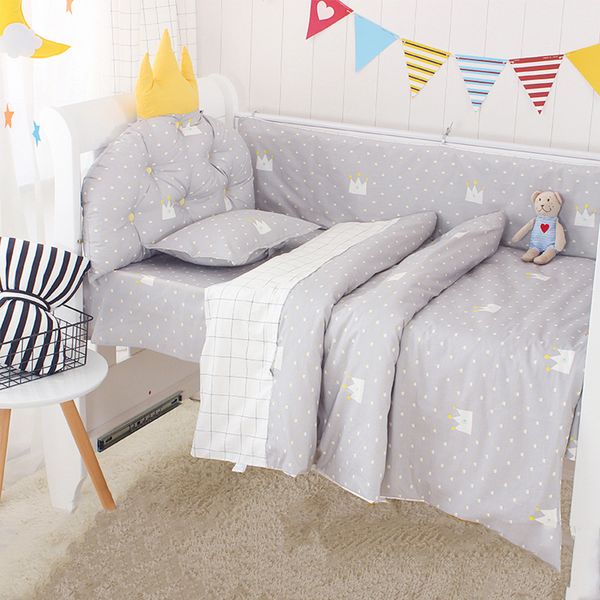 

5pcs set nordic baby cot bumpers cute crown shape cushion a protective barrier in the crib protector bumper guard infant bedding