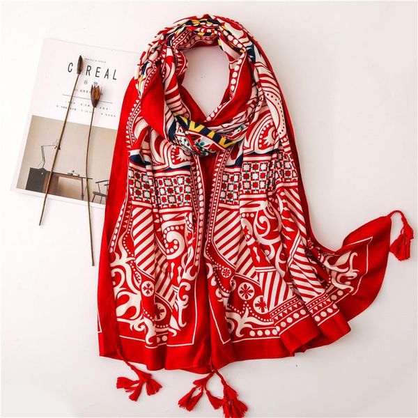 

scarves 2021 style printed cotton linen spring summer scarf women sun-resistant shawl versatile headscarf blanket, Blue;gray