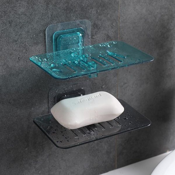 

soap dishes transparent box holder punch-wall hanging crystal suction drain for bathroom/kitchen