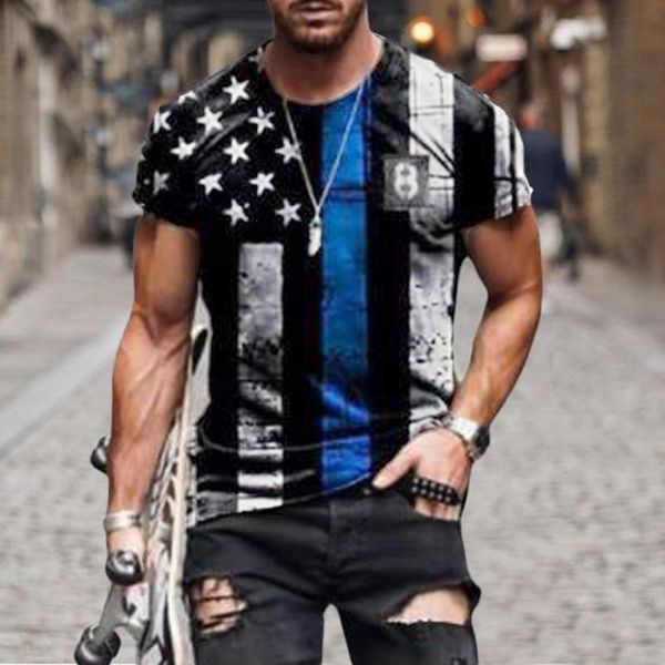 

men's t-shirts 4th of july t shirt spring and summer casual short-sleeved star striped printed man daily tees vetement homme #11, White;black