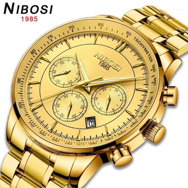 

wristwatches nibosi fashion men watch men's business wrist watches sport waterproof auto date clock relogio masculino, Slivery;brown