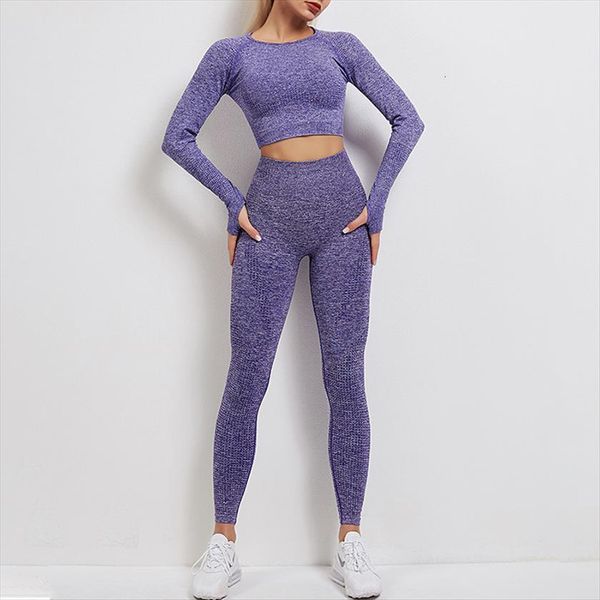 

seamless sets casual womens pants o neck longsleeve with thumb push up leggings 2 piece of fitness female, White