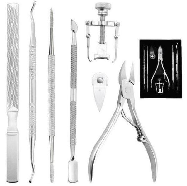 

nail art kits 12set/lot manicure file pedicure set stainless steel inline ortics clippers groove eagle nose pliers tools ha2155