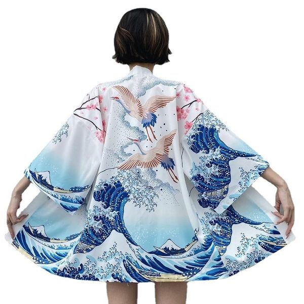 

ethnic clothing 2021 japanese kimono women yukata asian clothes kimonos samurai cardigan shirt anime streetwear haori g269, Red
