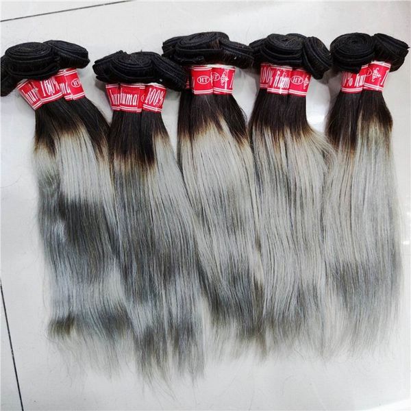 Amore Il grigio biondo indiano diritto dei capelli umani tesse i colori differenti 10pcs/lot Nuove trame della sorella felice