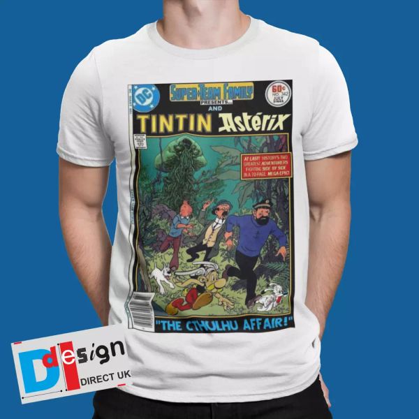 

tintin t-shirt asterix retro funny cool cartoon comic tee detective, White;black