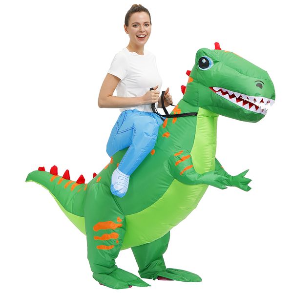 

mascot costumesgreen dinosaur inflatable costume christmas halloween carnival party role play t-rex mascot disfrace for man womanmascot doll, Red;yellow