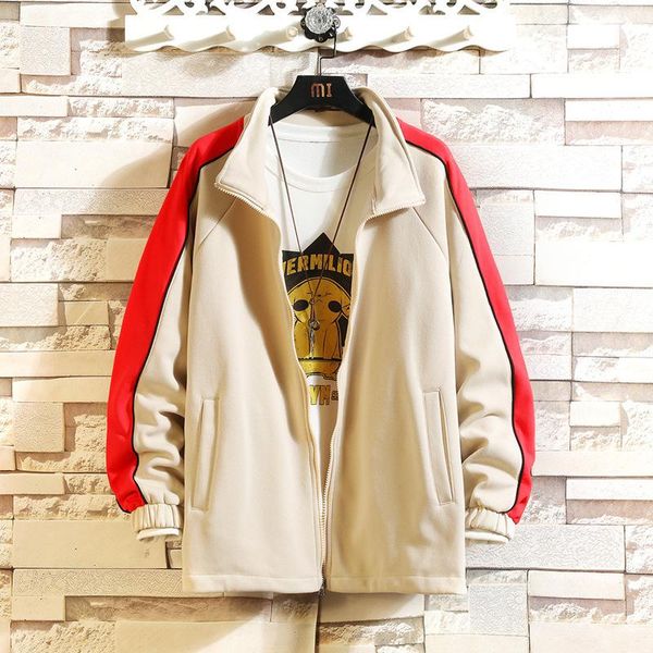 

men's casual shirts 2021 spring and autumn loose large color blocking stripe sweatshirt, White;black