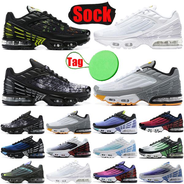 

with sock tag air vapor max tn plus 3 men running shoes tns tnplus ultra triple black white hyper blue mens trainers sports sneakers runners
