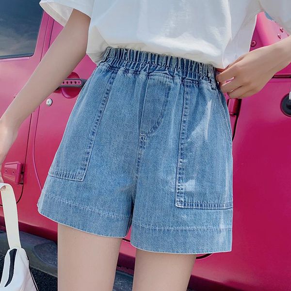 

women's jeans five-point denim shorts summer high waist thin section loose small wide-leg pants, Blue