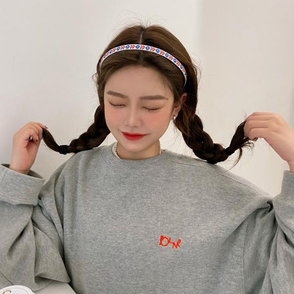 

spring women girls cute colorful embroidery print flowers hairbands sweet headband hair hoops fashion accessories